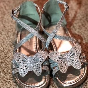Silver glitter butterfly sandals size 7c